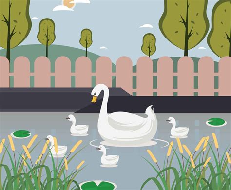 Free Swan And Baby Swans Illustration Vector Art & Graphics ...