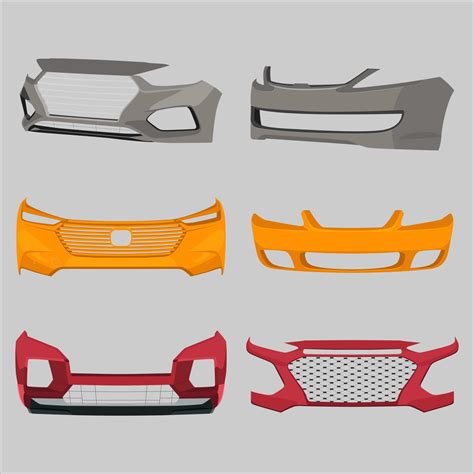 Concept collection of Sedan Car Bumpers, Vehicle Front End protecting components Vector 3d ...