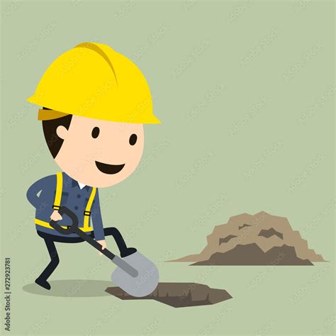 Dig up the ground, Vector illustration, Safety and accident, Industrial safety cartoon Stock ...