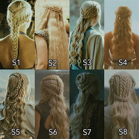 Daenerys targaryen s1 to s8 hair | Medieval hairstyles, Hair styles ...