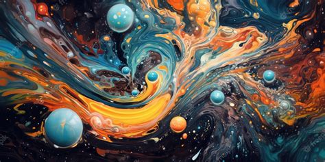 Premium Photo | A painting of a colorful galaxy with a black background and a blue and orange swirl.