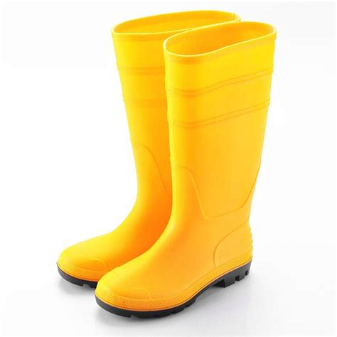 Yellow Waterproof Rainboots Working Rubber Rain Boots Safety Gumboots ...