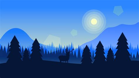 Deer Forest Vector Illustration Wallpaper,HD Artist Wallpapers,4k ...