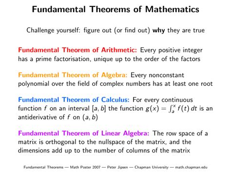 Fundamental Theorems of Mathematics