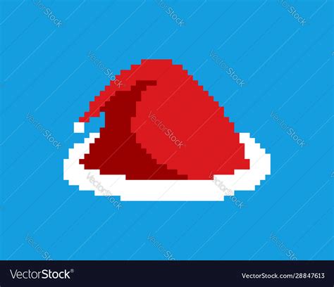 Santa cap pixel art christmas hat 8bit Royalty Free Vector