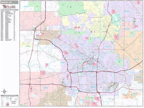 Akron Ohio Wall Map (Premium Style) by MarketMAPS