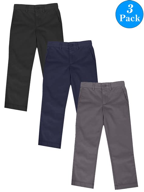 Boys Flat Front School Uniform Pants (3-Pack) (Littile Boys) - Walmart.com