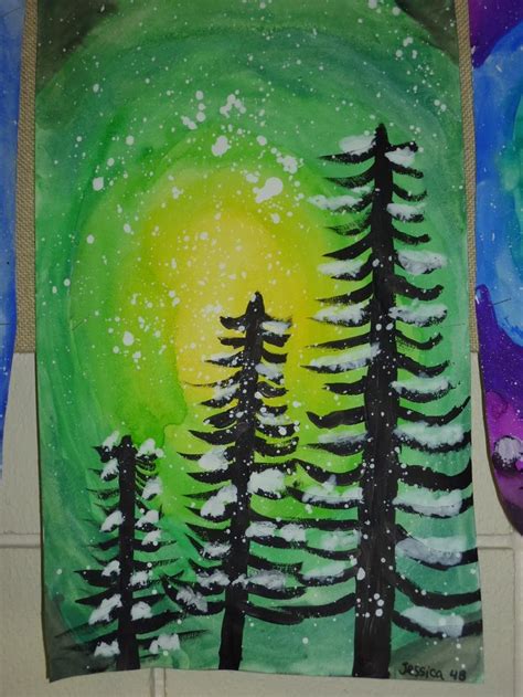 Mrs. Werner's Art Room: 4th grade Winter Paintings | Winter art ...