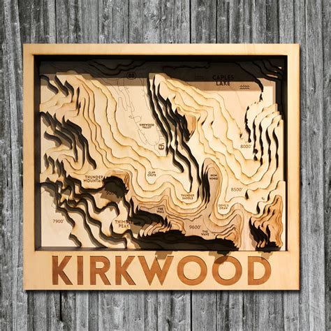 Kirkwood Mountain Ski Resort, CA 3D Wood Map