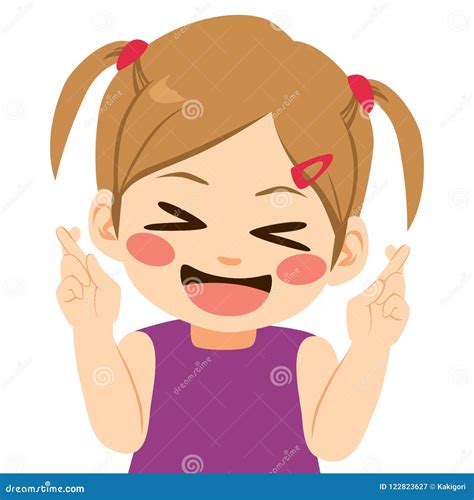 Girl Crossing Fingers stock vector. Illustration of request - 122823627