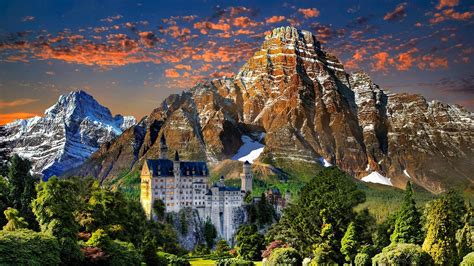 Neuschwanstein Castle in mountains