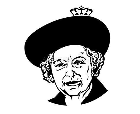 Queen Elizabeth Face Portrait Black Vector Editorial Photography ...