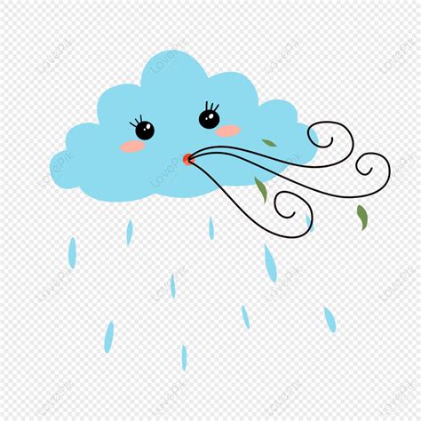 Cartoon Weather Is Windy And Rainy, Rain, Cartoon Weather, Cloud PNG ...