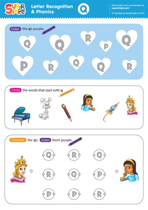 Letter Recognition & Phonics Worksheet - Q (Uppercase) - Super Simple