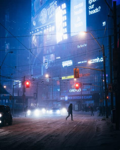 Winter nights in Dundas Square, Toronto : r/CityPorn