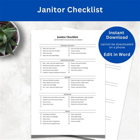 Janitorial Duties Checklist Janitorial Cleaning Checklist Janitorial Checklist Janitorial Clean ...