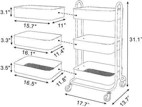 3-Tier Rolling Storage Cart Trolley Organizer Cart for Bathroom Kitchen Laundry | eBay