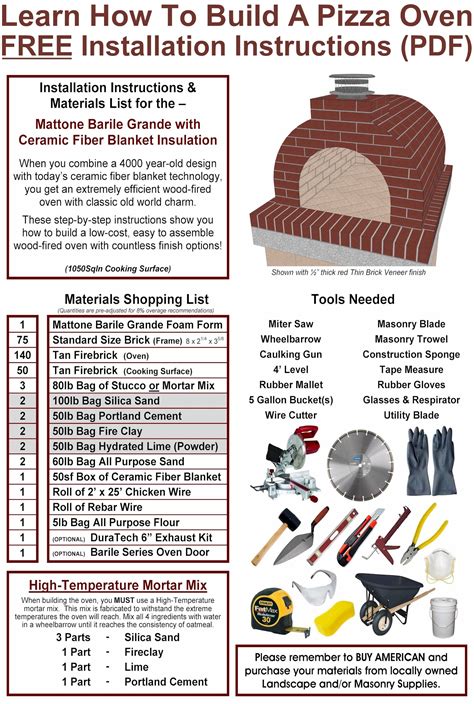 Download your FREE copy of our DIY Pizza Oven Instructions (with Materials Lists). We show you ...