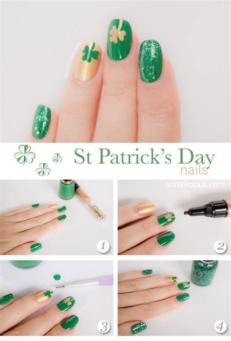 St Patrick Day nails and easy nail art tutorial
