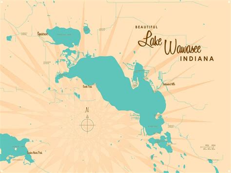 Lake Wawasee Indiana Metal Sign Map Art | Etsy