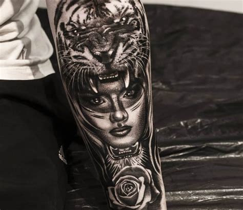 Wild girl tattoo by Guillaume Martins | Photo 30176