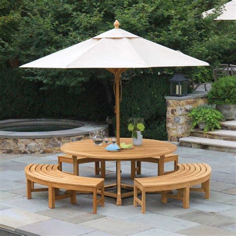 Teak Round Picnic Table (shown in open & close position) - campestre.al ...