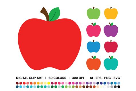 Apple & Leaf Clipart Set By Running With Foxes | TheHungryJPEG