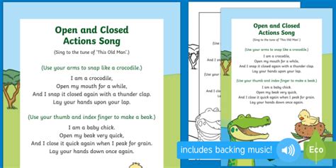 Early Years Songs Actions | Open and Closed Actions Song