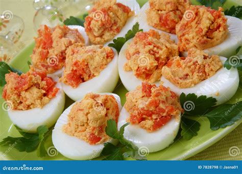 Boiled Eggs with Salmon Fish Stock Photo - Image of breakfast, cuisine: 7828798