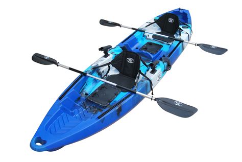 BKC - TK122 - Coastal Cruiser 12.9-Foot Tandem 2-3 Person Fishing Kayak -with 2 Universal kayak ...