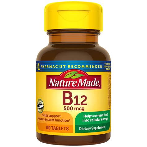 Nature Made Vitamin B12 500 mcg Tablets, 100 Count for Metabolic Health - Walmart.com - Walmart.com