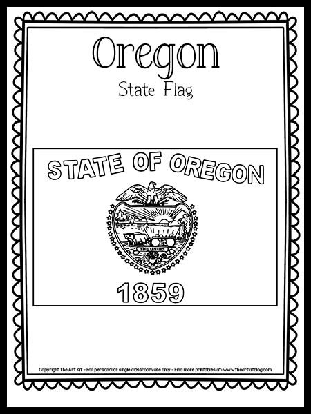 Oregon State Flag Coloring Page {FREE Printable!} - The Art Kit