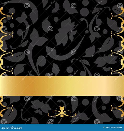 Gold & Black Decorative Background Card Stock Vector - Illustration of floral, concept: 28731074