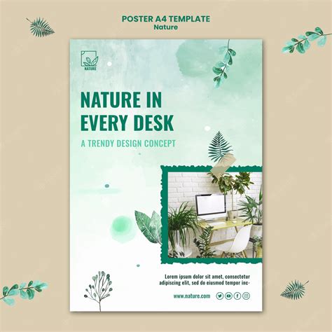 Free PSD | Creative nature poster template with leaves