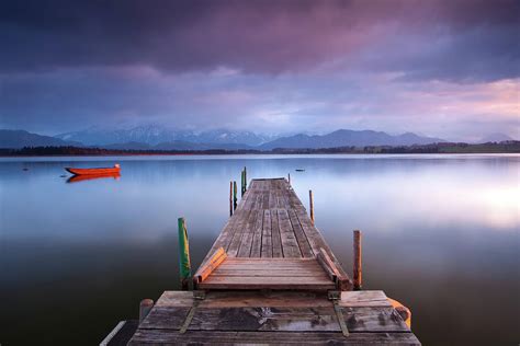 Tranquil Scene With Boat At Lake Photograph by Wingmar - Fine Art America