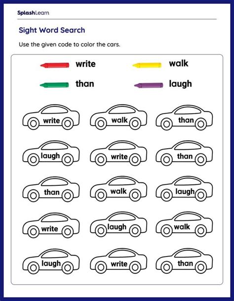 Let's Color Code the Sight Words - ELA Worksheets - SplashLearn