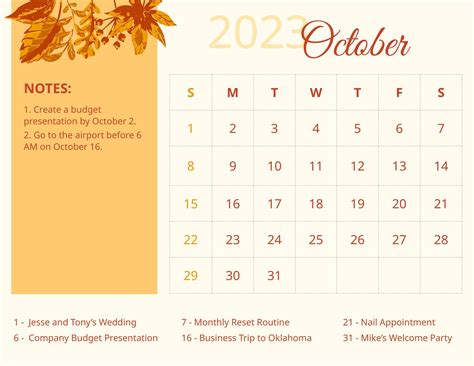 Simple October 2023 Calendar Template in Illustrator, EPS, JPG, Excel ...