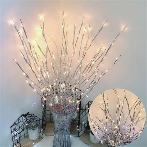 WINTER CLEARANCE! 20 Lights 5 Branches LED Simulation Tree Branch Light String Christmas ...