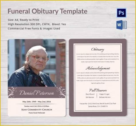 Free Editable Obituary Template Of 51 Obituary Templates Doc Pdf Psd | Heritagechristiancollege