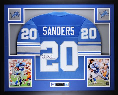 Barry Sanders Signed 35" x 43" Custom Framed Jersey (JSA COA ...