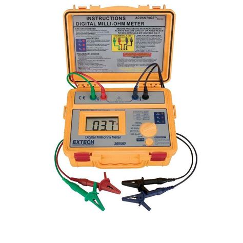 Extech Instruments 4-Wire and 4-Aligator Clip Digital Milliohm Meter with Battery Powered-380580 ...