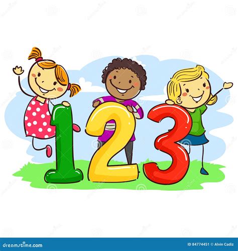 Stick Kids With 123 Cartoon Vector | CartoonDealer.com #84774451