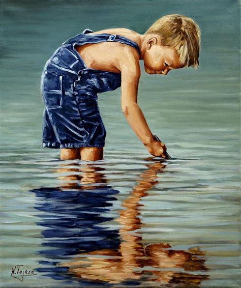 Little Boy Reflection Painting by Natalia Tejera Painting Of Girl ...