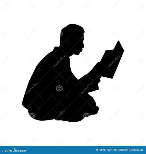 Sitting Man Read a Book Silhouette Vector Stock Vector - Illustration ...