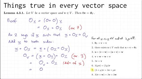 4.3 proofs using the vector space axioms - YouTube