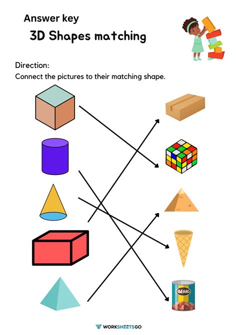 3D Shapes Matching Worksheets | WorksheetsGO