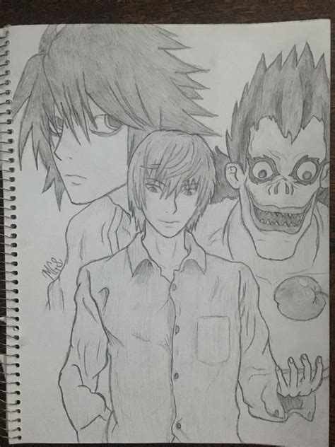 First attempt at drawing some Death Note characters. Constructive ...