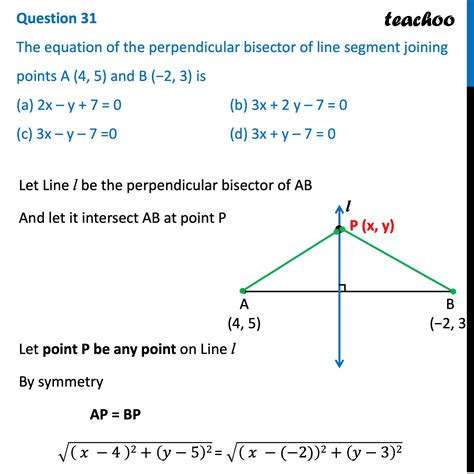 Perpendicular Bisector Equation