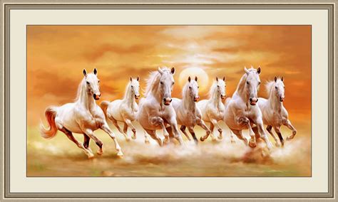 Vastu Seven Horses Painting Right Direction (With Frame on Canvas ...