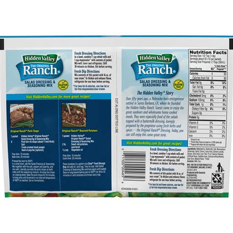 Hidden Valley Ranch Dip Mix Nutritional Information – Blog Dandk